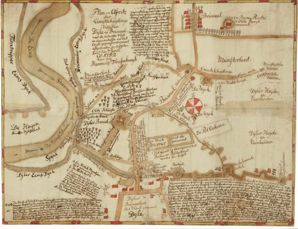 Abb. 1: Darstellung der Dieler Schanze von Henricus Friesenborgh aus dem Jahr 1752.(Niedersächsisches Landesarchiv-Abteilung Aurich Rep. 244 A 01885)